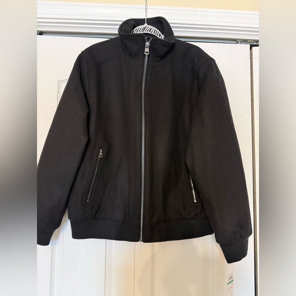 New with tags men’s black wool bomber jacket from Calvin Klein size large